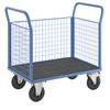 Plattformwagen mit Gitterwänden 3 hohe Gitterwände LxB 1050 x 700 mm Luftreifen. TAKKT Industrial & Packaging