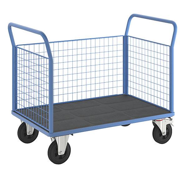 Plattformwagen mit Gitterwänden 3 hohe Gitterwände LxB 1250 x 800 mm Vollgummireifen. TAKKT Industrial &-0