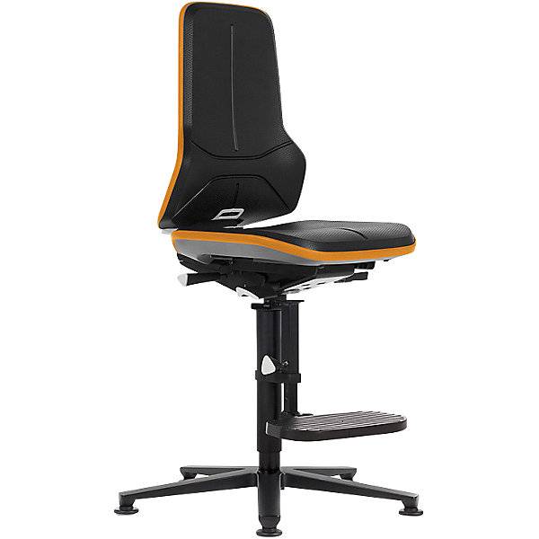 NEON Arbeitsdrehstuhl Gleiter Aufstiegshilfe Synchronmechanik Skintec Flexband orange. Bimos-Sitztechnik |-0