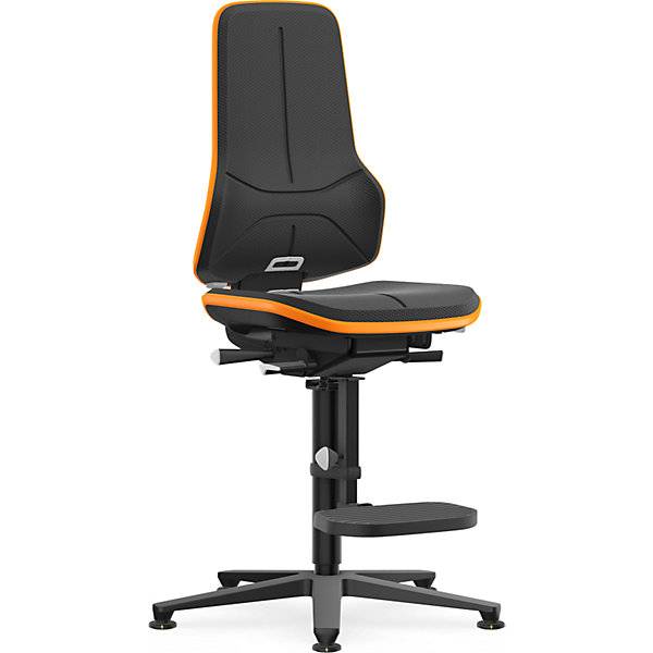 NEON Arbeitsdrehstuhl ESD Gleiter Aufstiegshilfe Synchronmechanik Skintec Flexband orange. Bimos-Sitztechnik-3