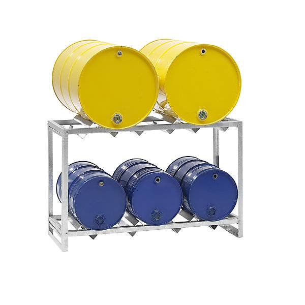 Fassregal für 2 x 200-l- oder 3 x 60-l-Fässer HxBxT 850 x 1350 x 500 mm. TAKKT Industrial & Packaging GmbH-1