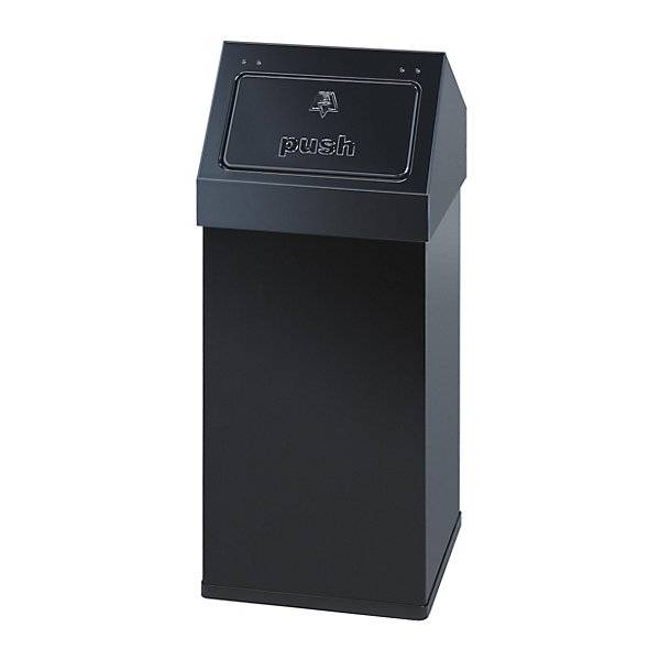 Abfallbehälter Aluminium mit Push-Deckel Volumen 55 l BxHxT 300 x 770 x 300 mm schwarz. Vepa Bins Groothandel-0
