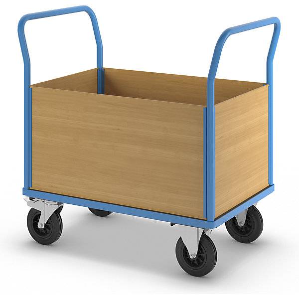 Plattformwagen mit Holzwänden mit 4 hohen Wänden LxB 1050 x 700 mm Vollgummi. TAKKT Industrial & Packaging-3