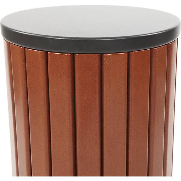 Outdoor-Abfallsammler Holz-Optik Volumen 33 l rund einseitige Einwurföffnung. Vepa Bins Groothandel B.V.-1