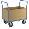 Plattformwagen mit Holzwänden mit 4 hohen Wänden LxB 1050 x 700 mm Luftreifen. TAKKT Industrial & Packaging