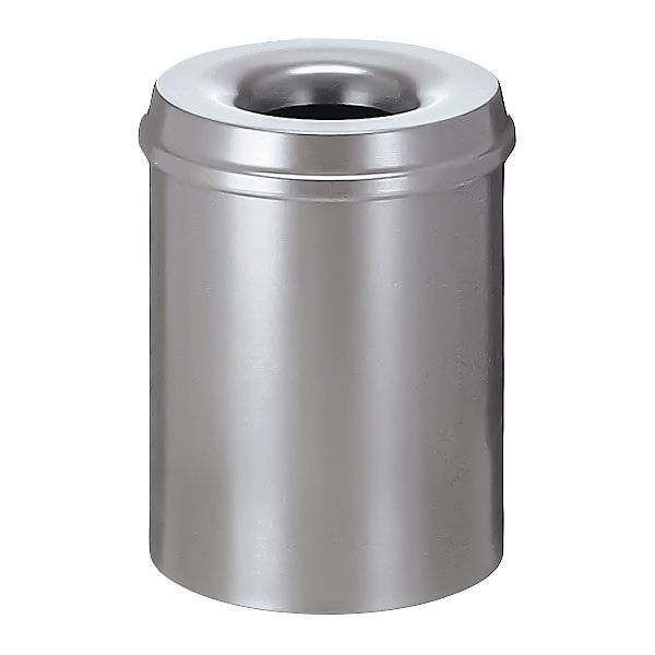 Sicherheits-Papierkorb Stahl selbstlöschend Volumen 15 l HxØ 360 x 255 mm Korpus silber / Löschkopf silber.-0