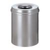 Sicherheits-Papierkorb Stahl selbstlöschend Volumen 15 l HxØ 360 x 255 mm Korpus silber / Löschkopf silber.