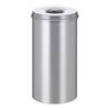 Sicherheits-Papierkorb Stahl selbstlöschend Volumen 50 l HxØ 625 x 335 mm Korpus silber / Löschkopf silber.