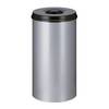 Sicherheits-Papierkorb Stahl selbstlöschend Volumen 50 l HxØ 625 x 335 mm Korpus grau / Löschkopf schwarz.