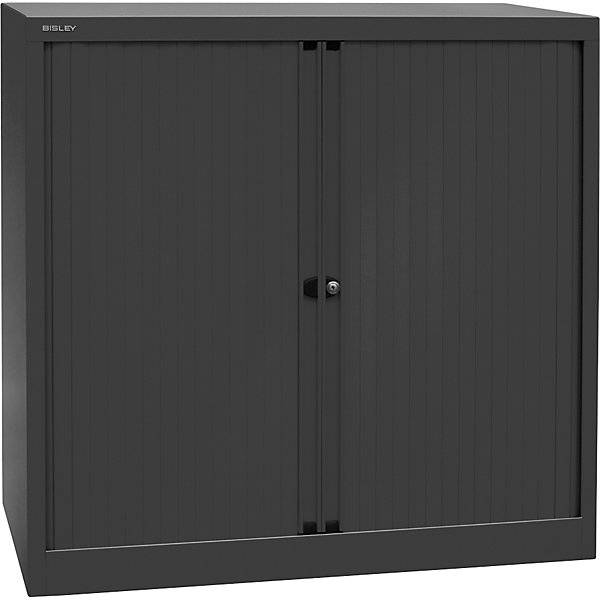 Euro-Rollladenschrank Breite 1000 mm 2 Fachböden schwarz. Bisley GmbH 18012949