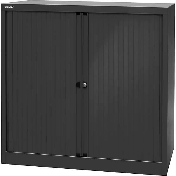Euro-Rollladenschrank Breite 1000 mm 2 Fachböden schwarz. Bisley GmbH 18012949-1