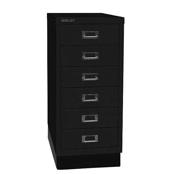 MultiDrawer™ 29er Serie mit Sockel DIN A4 6 Schubladen schwarz. Bisley GmbH 18023449-0
