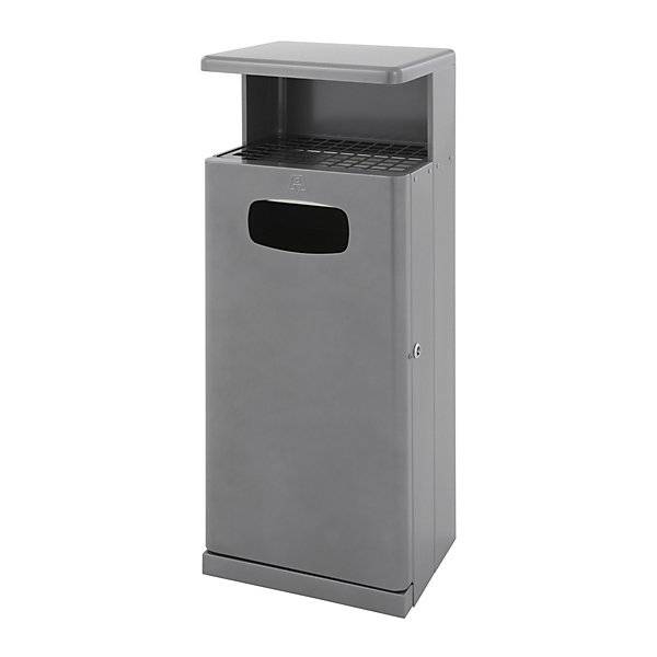 Abfallsammler mit Ascherdach Aluminium Volumen 55 l BxHxT 345 x 1030 x 400 mm anthrazit. Vepa Bins Groothandel