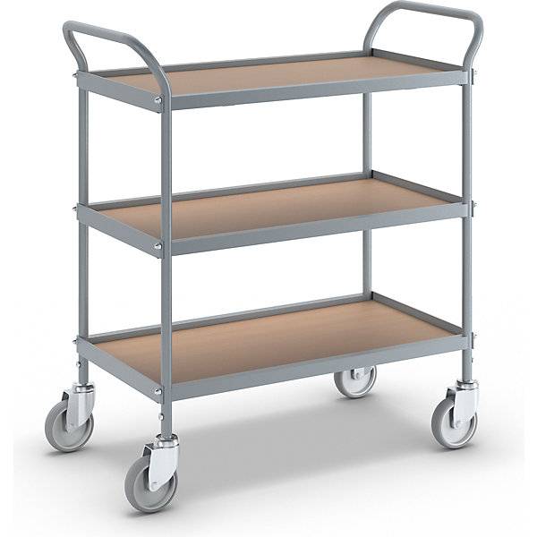 Servierwagen Etagenhöhe 250 mm 3 Etagen mit 4 Lenkrollen Rad-Ø 100 mm. TAKKT Industrial & Packaging GmbH-0