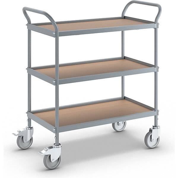 Servierwagen Etagenhöhe 250 mm 3 Etagen mit 4 Lenkrollen 2 mit Doppelstopp Rad-Ø 100 mm. TAKKT Industrial &-0