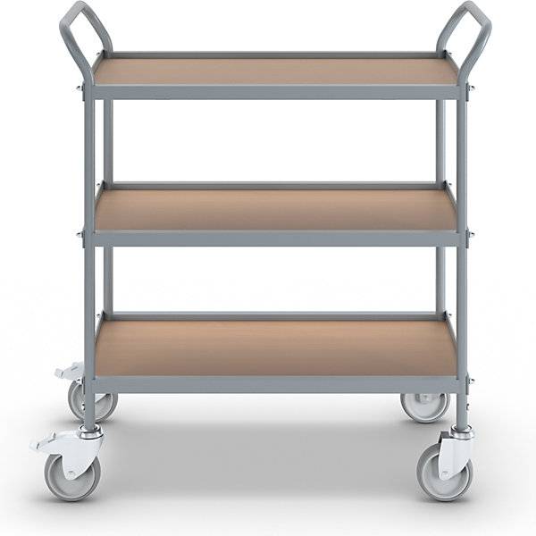 Servierwagen Etagenhöhe 250 mm 3 Etagen mit 4 Lenkrollen 2 mit Doppelstopp Rad-Ø 100 mm. TAKKT Industrial &-1