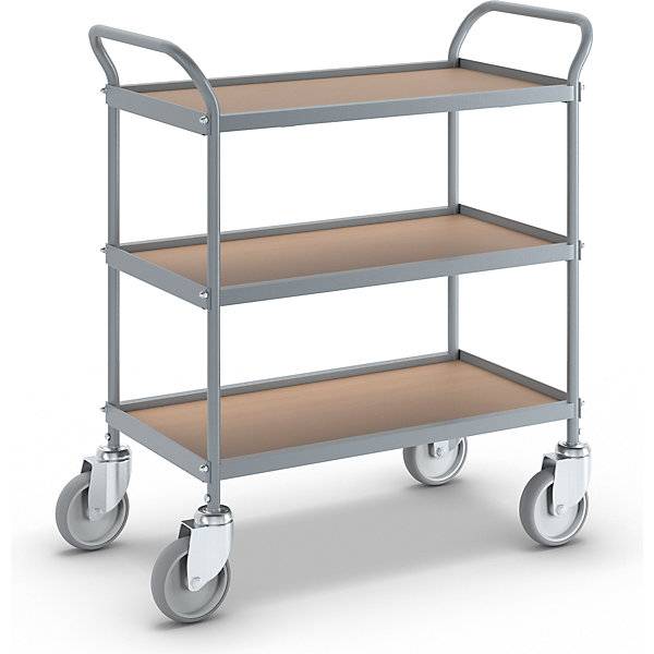Servierwagen Etagenhöhe 250 mm 3 Etagen mit 4 Lenkrollen Rad-Ø 125 mm. TAKKT Industrial & Packaging GmbH-0