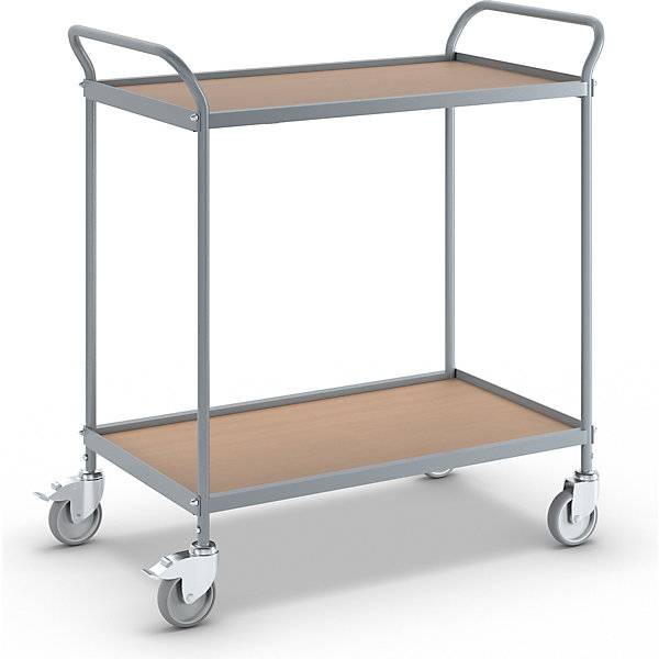 Servierwagen Etagenhöhe 590 mm 2 Etagen mit 4 Lenkrollen 2 mit Doppelstopp Rad-Ø 100 mm. TAKKT Industrial &-0