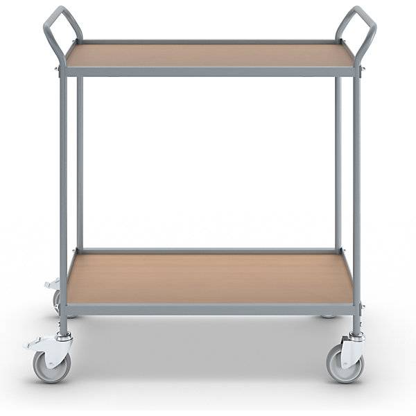 Servierwagen Etagenhöhe 590 mm 2 Etagen mit 4 Lenkrollen 2 mit Doppelstopp Rad-Ø 100 mm. TAKKT Industrial &-1