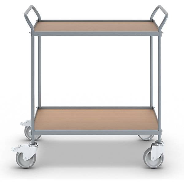 Servierwagen Etagenhöhe 590 mm 2 Etagen mit 4 Lenkrollen 2 mit Doppelstopp Rad-Ø 125 mm. TAKKT Industrial &-1