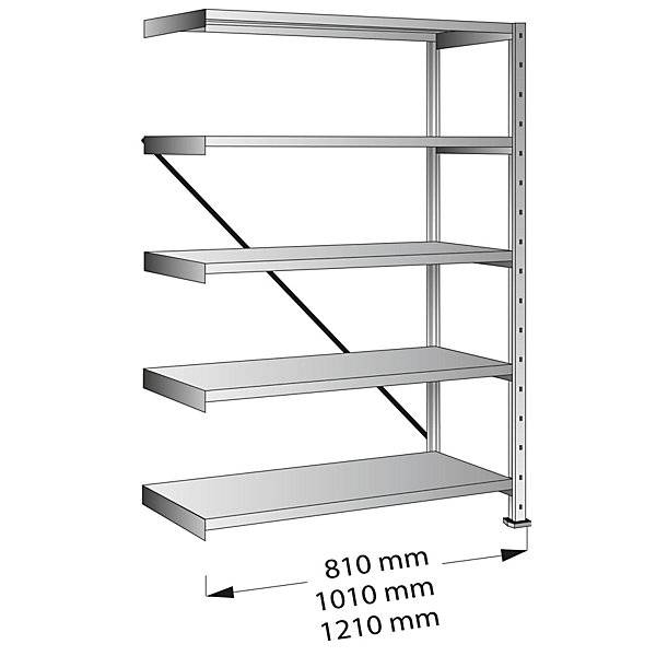 Industrie- und Lagersteckregal H 1920 mm Bodenbreite 1000 mm 5 Böden Tiefe 800 mm Anbauregal. Scholz-0