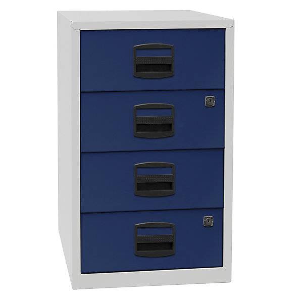 Beistellschrank PFA 4 Universalschubladen lichtgrau / oxfordblau. BISLEY 18036149
