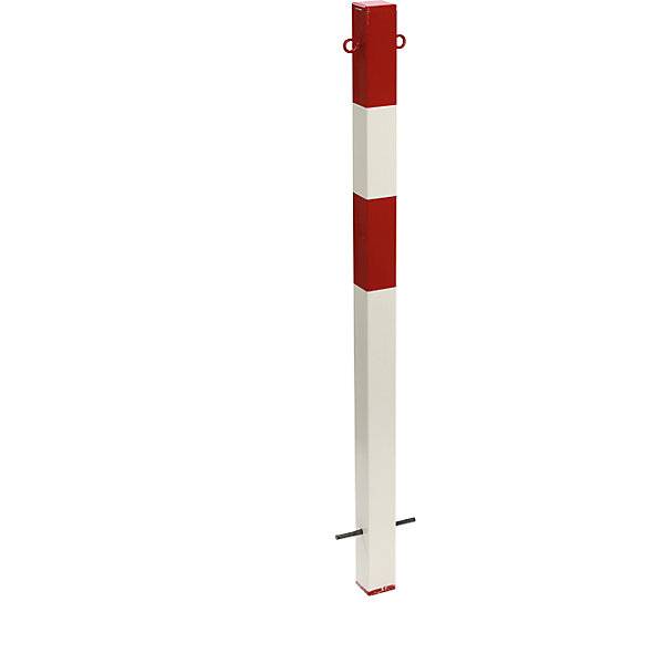 Sperrpfosten Morion zum Einbetonieren 70 x 70 mm rot-weiß lackiert 2 Ösen. Moravia Wiesbaden| Gesellschaft-1