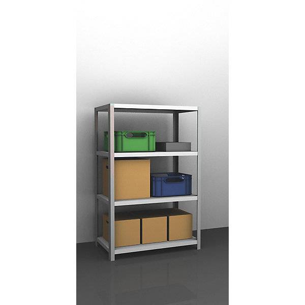 Schraubregal Bauart leicht doppelseitig HxBxT 1500 x 1000 x 600 mm grau Grundregal. TAKKT Industrial &-0