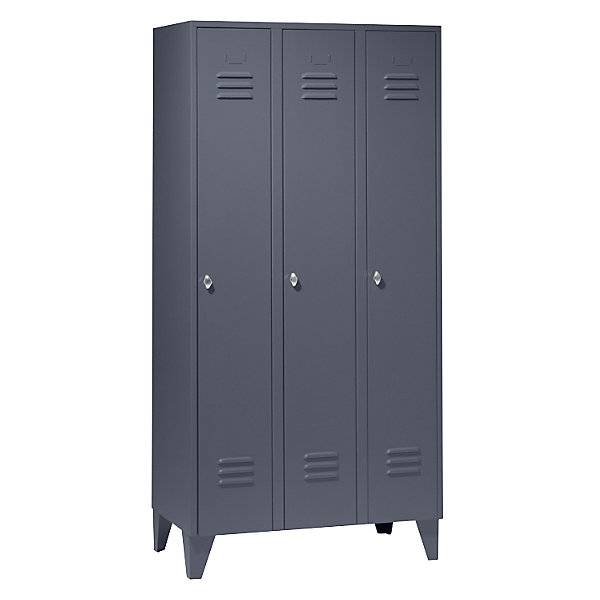 Spind Berlin 2 3 Abteile blaugrau Breite 900 mm flache Dachform. Wolf 22308549