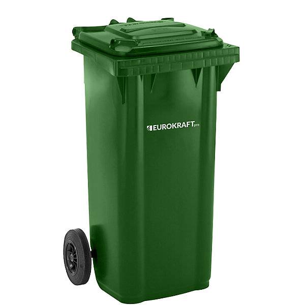 Mülltonne aus Kunststoff DIN EN 840 Volumen 120 l BxHxT 505 x 1005 x 555 mm grün. TAKKT Industrial & Packaging