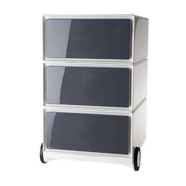 Rollcontainer easyBox® 3 Schubladen weiß / anthrazit. PAPERFLOW S.A.S | | LE HUB BATEMENT 5 1ER ETAGE