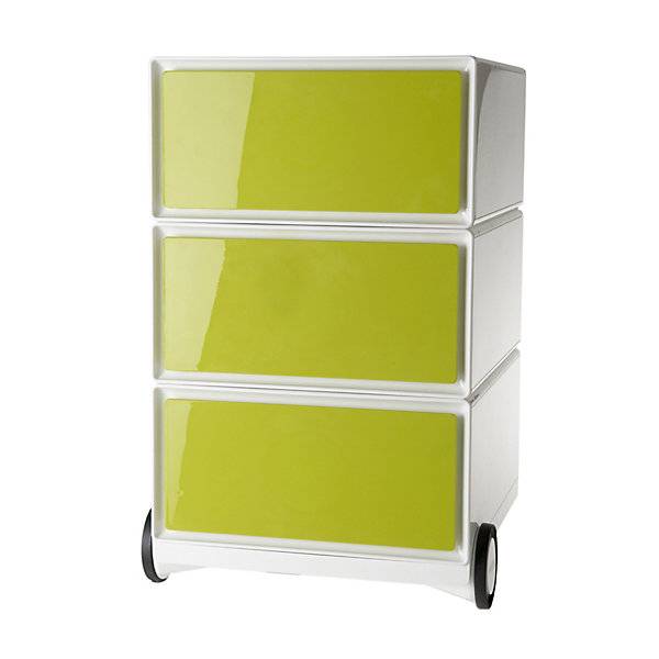 Rollcontainer easyBox® 3 Schubladen weiß / grün. PAPERFLOW S.A.S | | LE HUB BATEMENT 5 1ER ETAGE 42606249