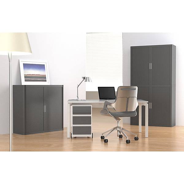Rollcontainer easyBox® 2 Schubladen 2 Schübe flach weiß / Buche. PAPERFLOW S.A.S | | LE HUB BATEMENT 5 1ER-1