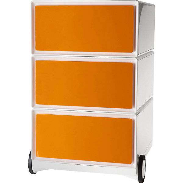 Rollcontainer easyBox® 3 Schubladen weiß / orange. PAPERFLOW S.A.S | | LE HUB BATEMENT 5 1ER ETAGE 45717449