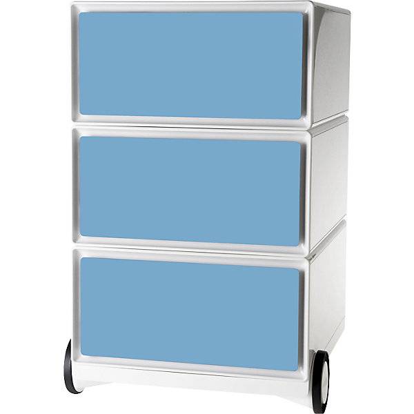 Rollcontainer easyBox® 3 Schubladen weiß / blau. PAPERFLOW S.A.S | | LE HUB BATEMENT 5 1ER ETAGE 45717549