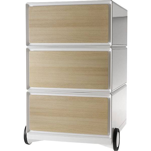 Rollcontainer easyBox® 3 Schubladen weiß / Buche. PAPERFLOW S.A.S | | LE HUB BATEMENT 5 1ER ETAGE 45717749