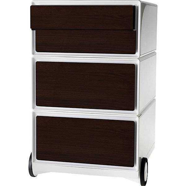 Rollcontainer easyBox® 2 Schubladen 2 Schübe flach weiß / Wenge. PAPERFLOW S.A.S | | LE HUB BATEMENT 5 1ER-0