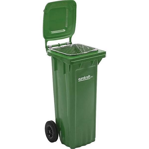 Mülltonne aus Kunststoff DIN EN 840 Volumen 120 l BxHxT 505 x 1005 x 555 mm grün. TAKKT Industrial & Packaging-1