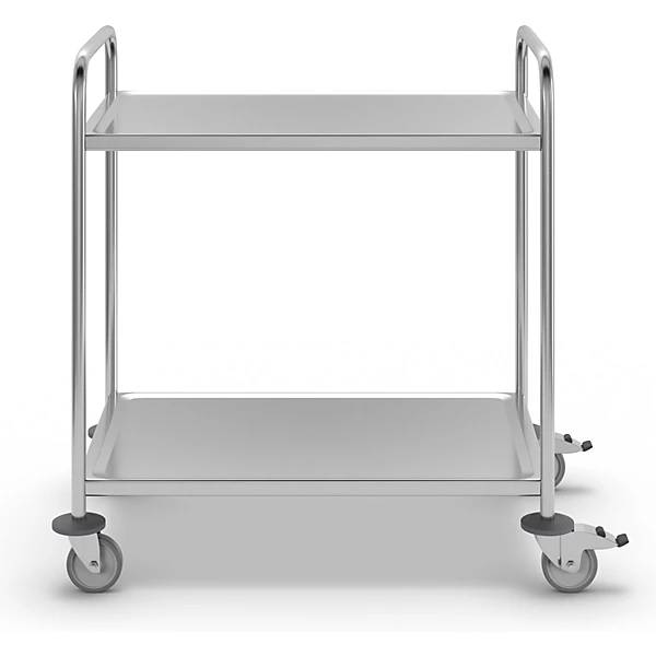 Kongamek Edelstahl- Tischwagen rostfrei mit 2 Böden 685x380mm ohne Umrandung und Bremse-1