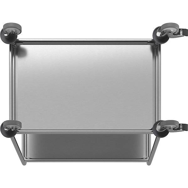 Kongamek Edelstahl- Tischwagen rostfrei mit 2 Böden 685x380mm ohne Umrandung und Bremse-2