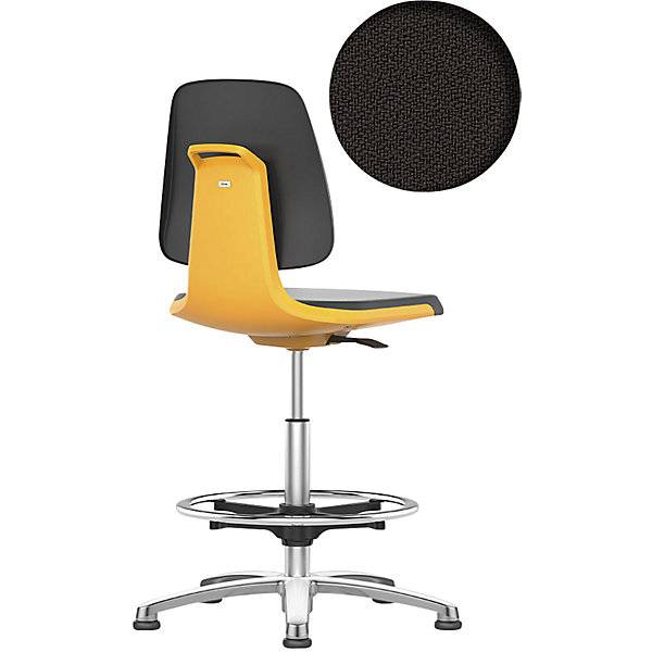 Arbeitsdrehstuhl LABSIT mit Bodengleitern und Fußring Sitz mit Stoffbezug orange. Bimos-Sitztechnik | Interest.-0