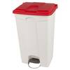 Treteimer Volumen 90 l BxHxT 505 x 790 x 410 mm weiß Deckel rot. Probbax S.A.R.L. 47463249