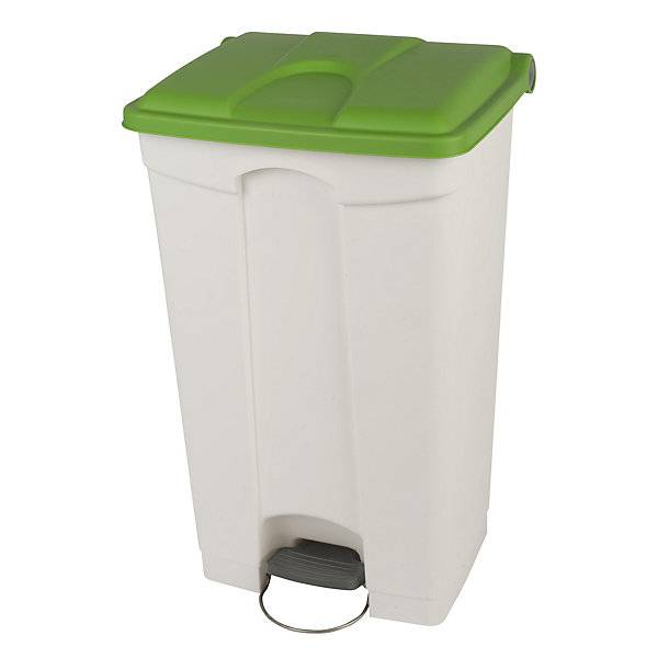 Treteimer Volumen 90 l BxHxT 505 x 790 x 410 mm weiß Deckel grün. Probbax S.A.R.L. 47463049-0