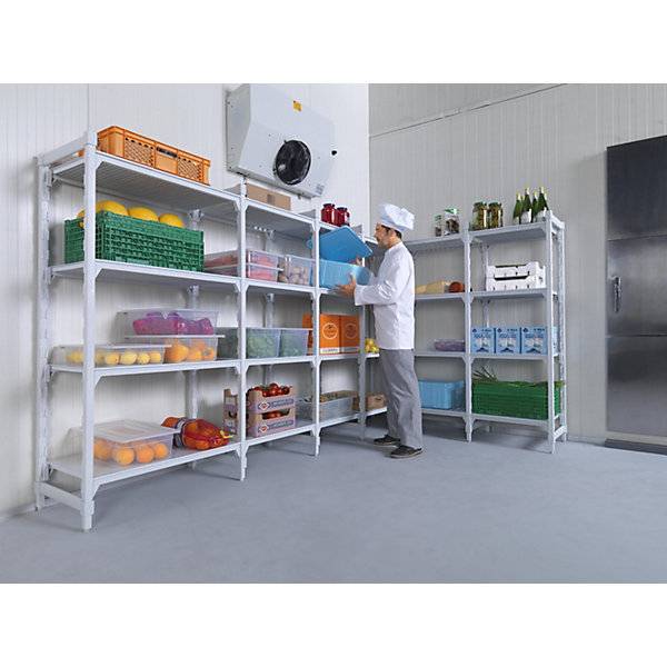 Kunststoff-Steckregalsystem PREMIUM Fachboden-BxT 900 x 500 mm Grundregal Breite 970 mm Boden geschlitzt.-1
