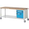 Fahrbare Werkbank Serie 8000 Gestellbauweise 1 Schublade 1 Tür Ablageboden BxT 2000 x 700 mm. TAKKT