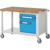 Fahrbare Werkbank Serie 8000 Gestellbauweise 1 Schublade 1 Tür Ablageboden BxT 1250 x 700 mm. TAKKT