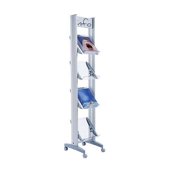 Mobiler Metall-Prospektständer mit Plexiglasböden Breite 330 mm. PAPERFLOW S.A.S | | LE HUB BATEMENT 5 1ER-0