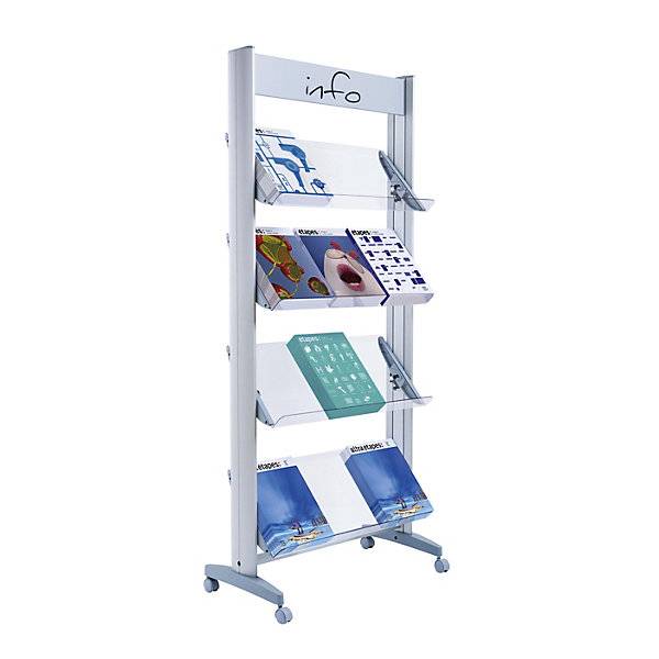Mobiler Metall-Prospektständer mit Plexiglasböden Breite 720 mm. PAPERFLOW S.A.S | | LE HUB BATEMENT 5 1ER