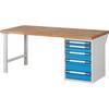 Werkbank mit Standcontainern Baukastensystem Serie 7000 1 Standcontainer mit 5 Schubladen 1 Fuß BxT 2000 x 900