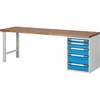 Werkbank mit Standcontainern Baukastensystem Serie 7000 1 Standcontainer mit 5 Schubladen 1 Fuß BxT 2500 x 700